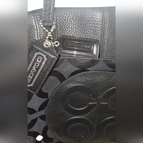 Coach Julia Opt Black Leather and Canvas Signature Tote - Picture 9 of 11